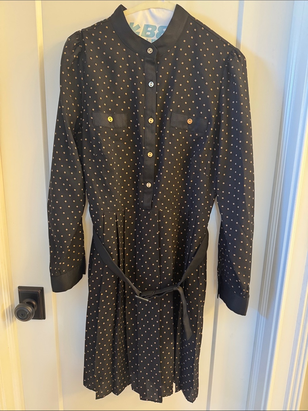 Ann Taylor Black Polka Dot Long Sleeve Shirt Dress, Size 10
